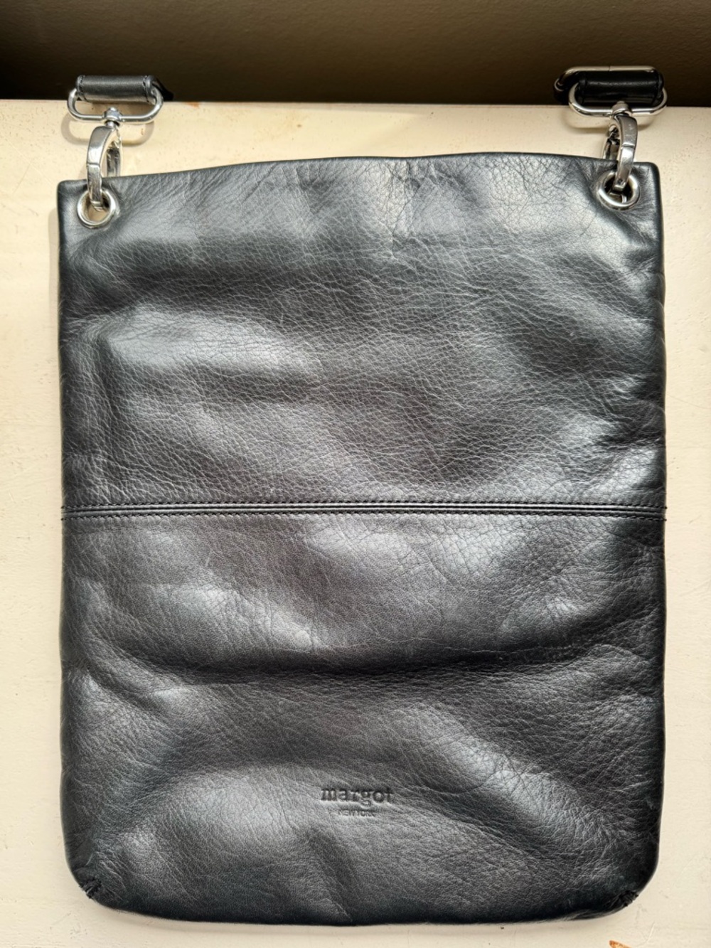 margot Black Leather Crossbody Bag